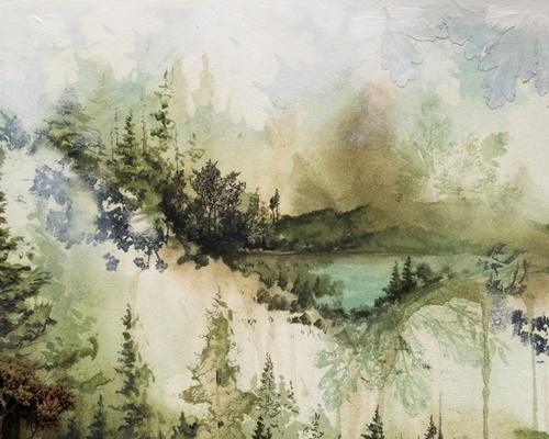bon iver wallpaper,watercolor paint,painting,atmospheric phenomenon,art,tree