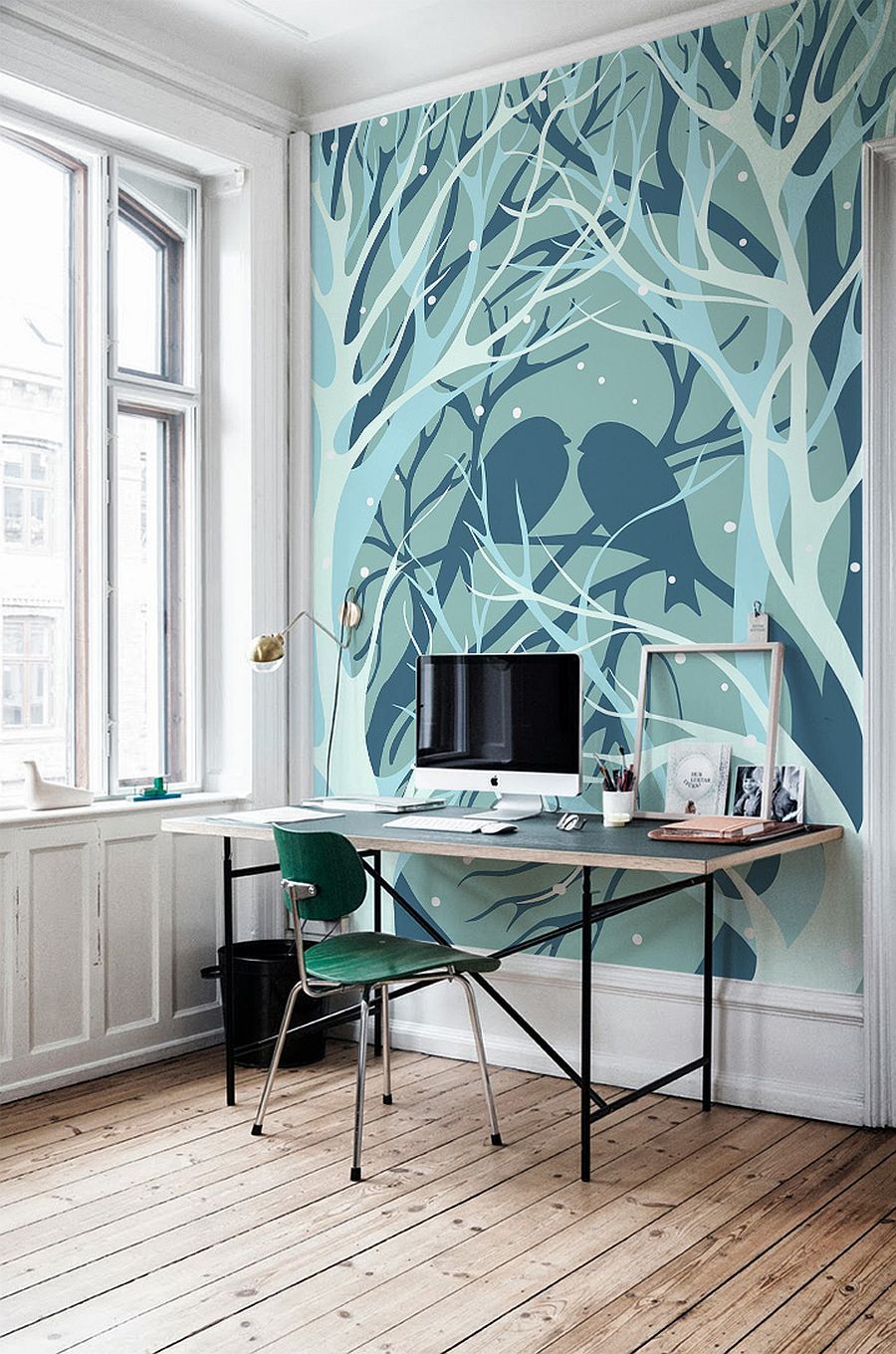 workspace wallpaper,room,furniture,interior design,green,wall