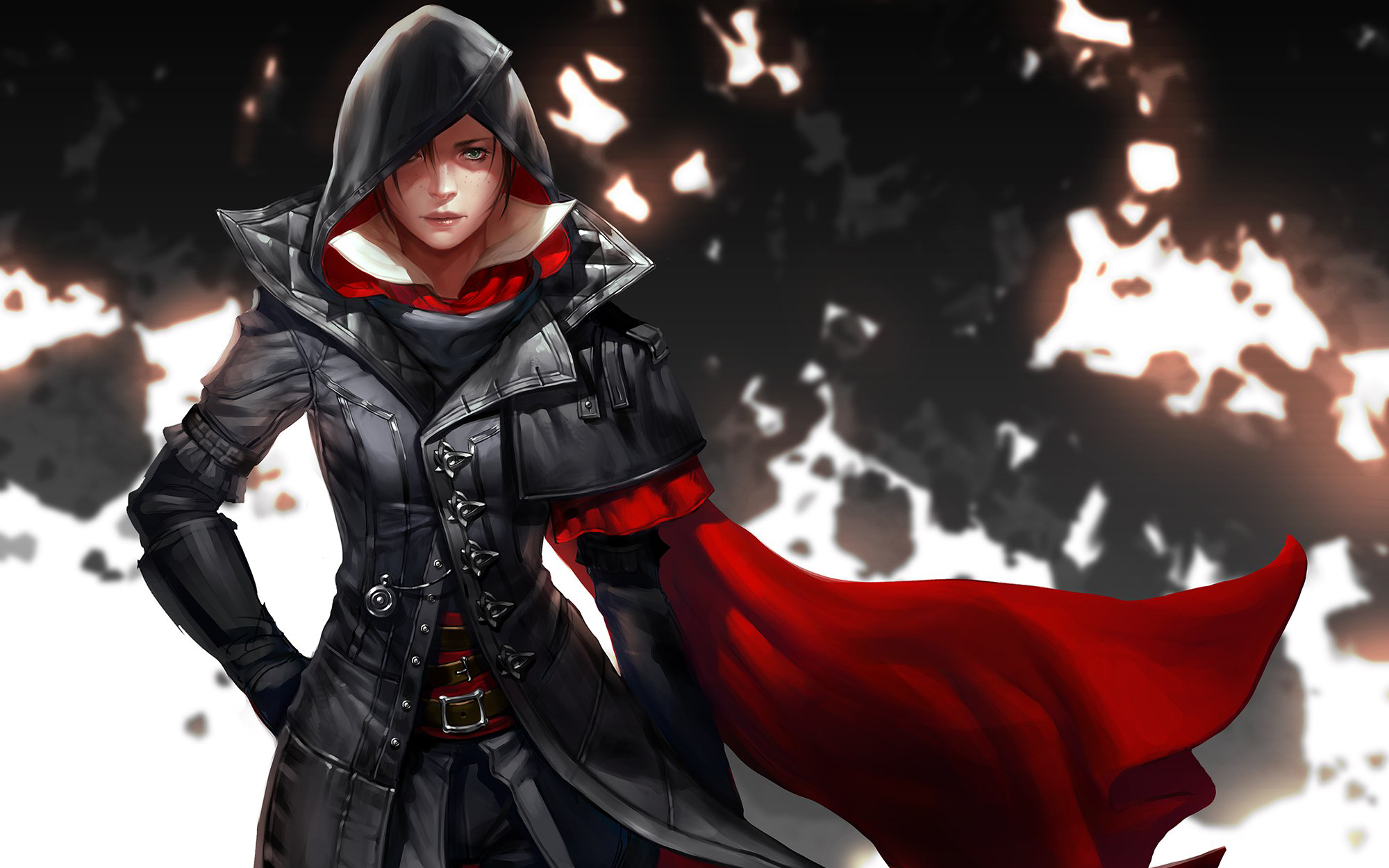 evie frye wallpaper,fashion,black hair,outerwear,fictional character,costume
