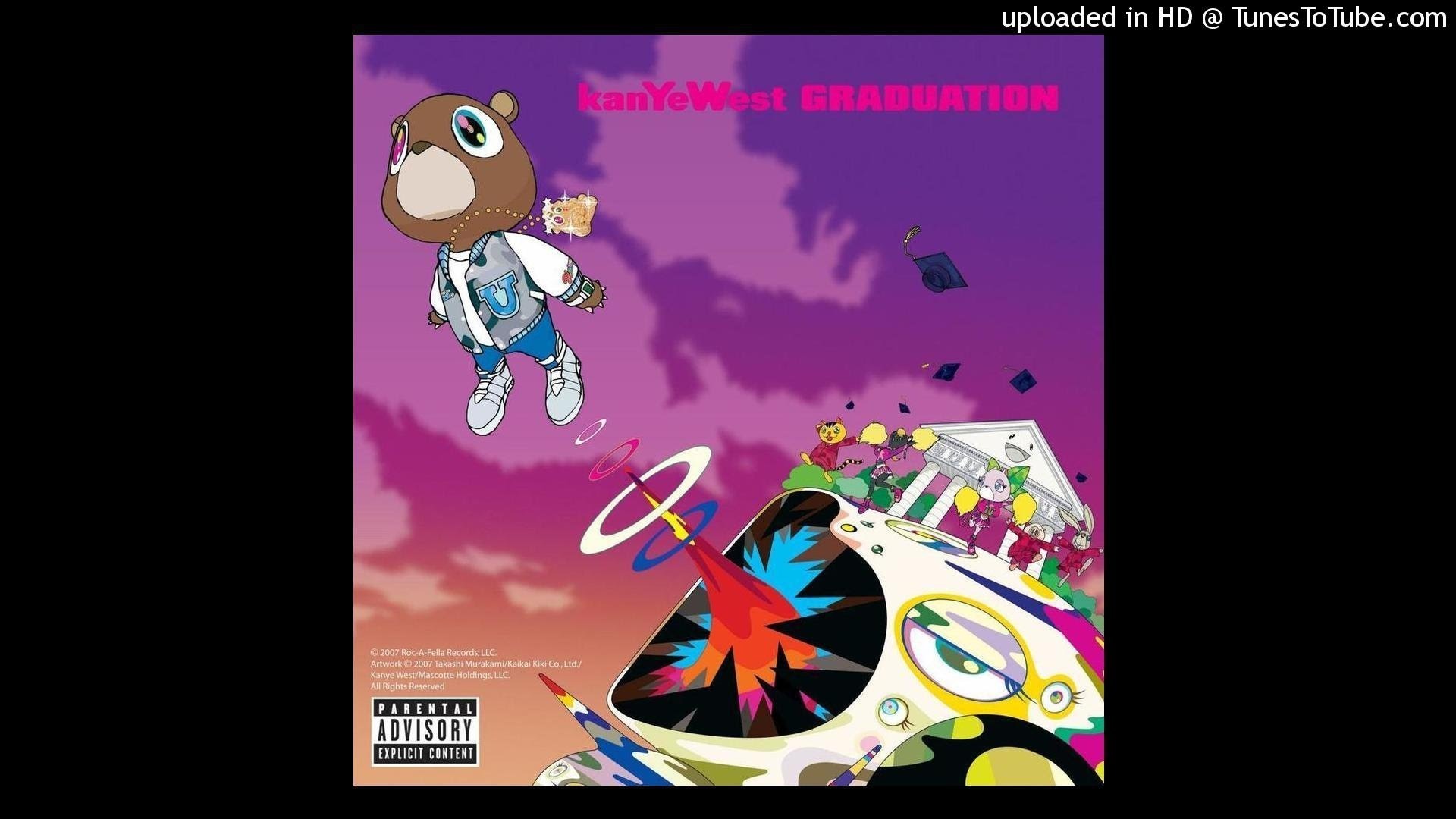 kanye west graduation wallpaper,cartoon,graphic design,text,illustration,fiction