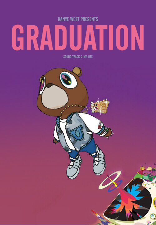 kanye west graduation wallpaper,animated cartoon,cartoon,animation,poster,illustration