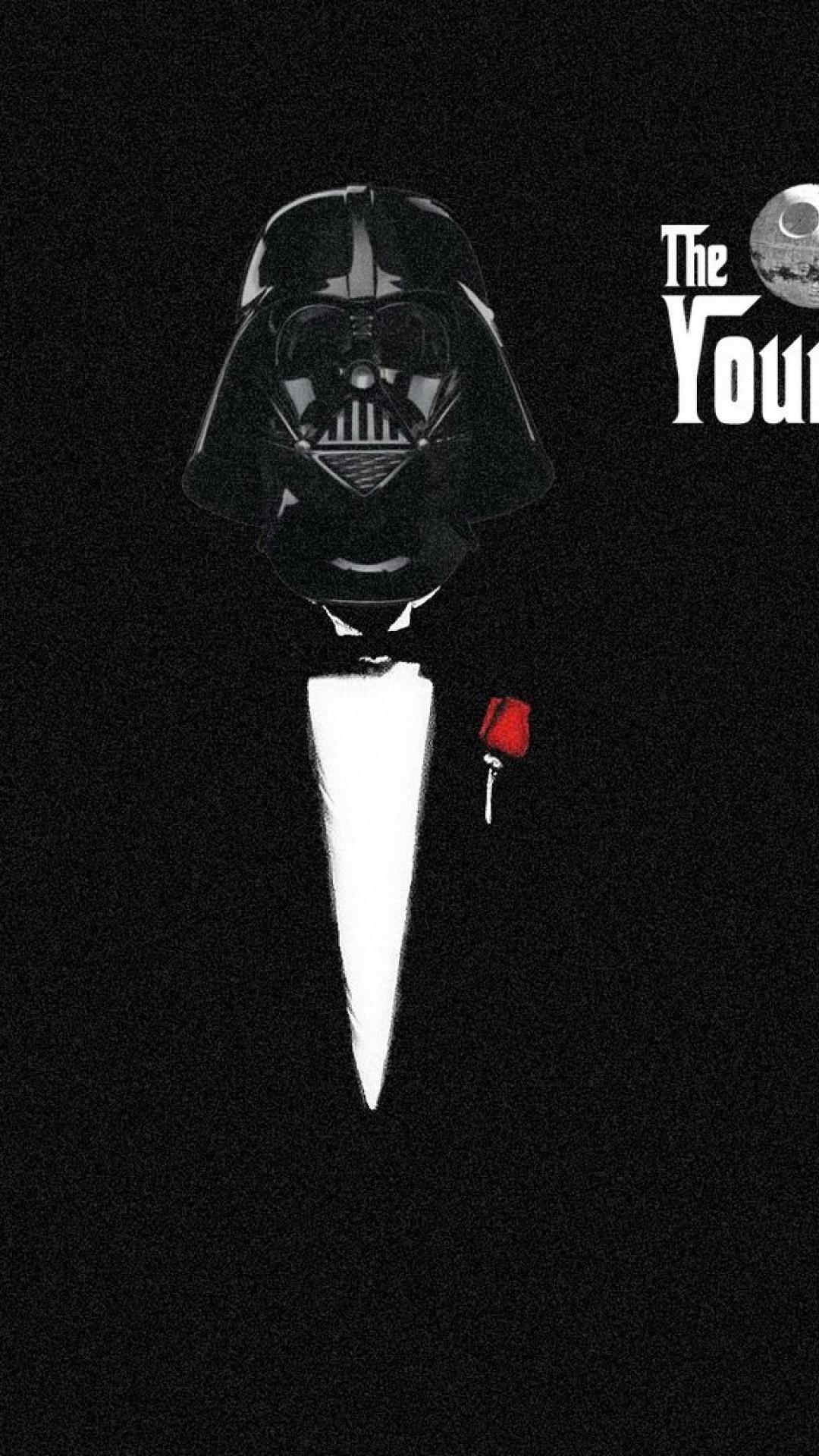 star wars wallpaper 1080x1920,fictional character,darth vader,t shirt,supervillain,font