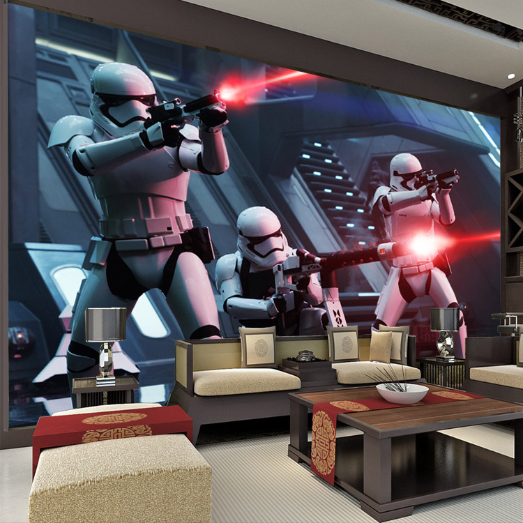 star wars room wallpaper,room,fictional character,technology,pc game,action figure