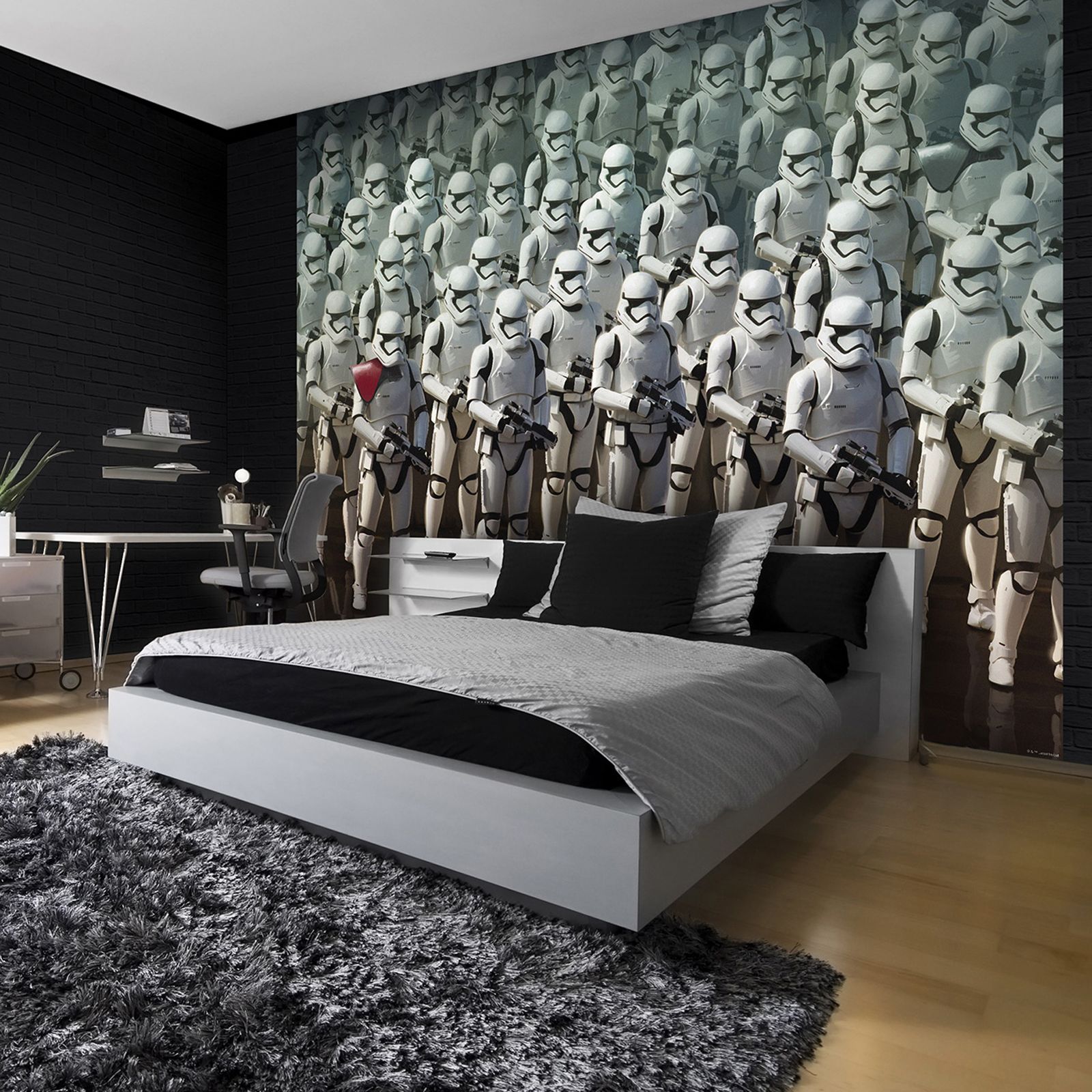star wars room wallpaper,bedroom,bed,room,furniture,wall