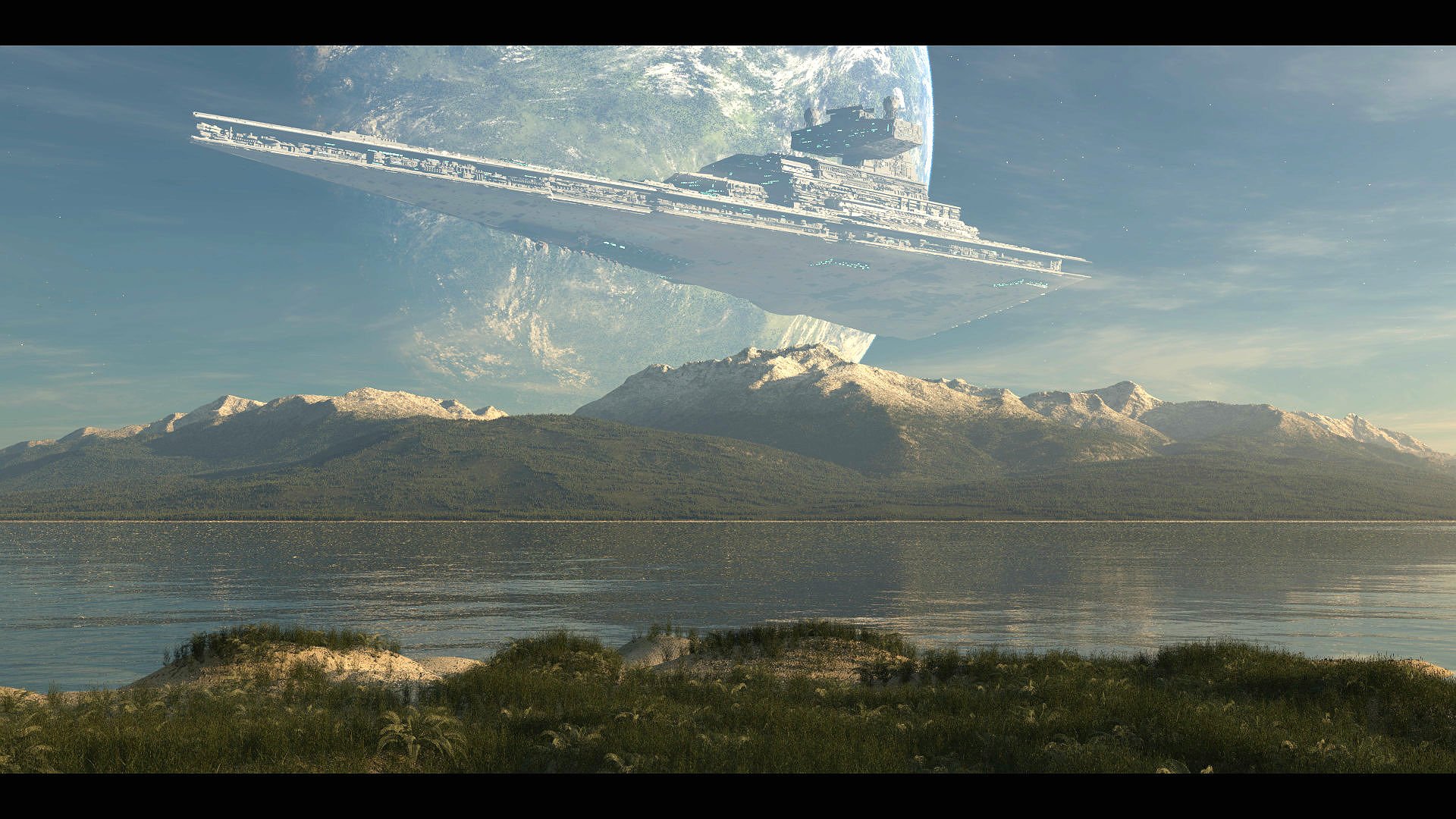 star wars landscape wallpaper,nature,sky,mountainous landforms,mountain,mountain range