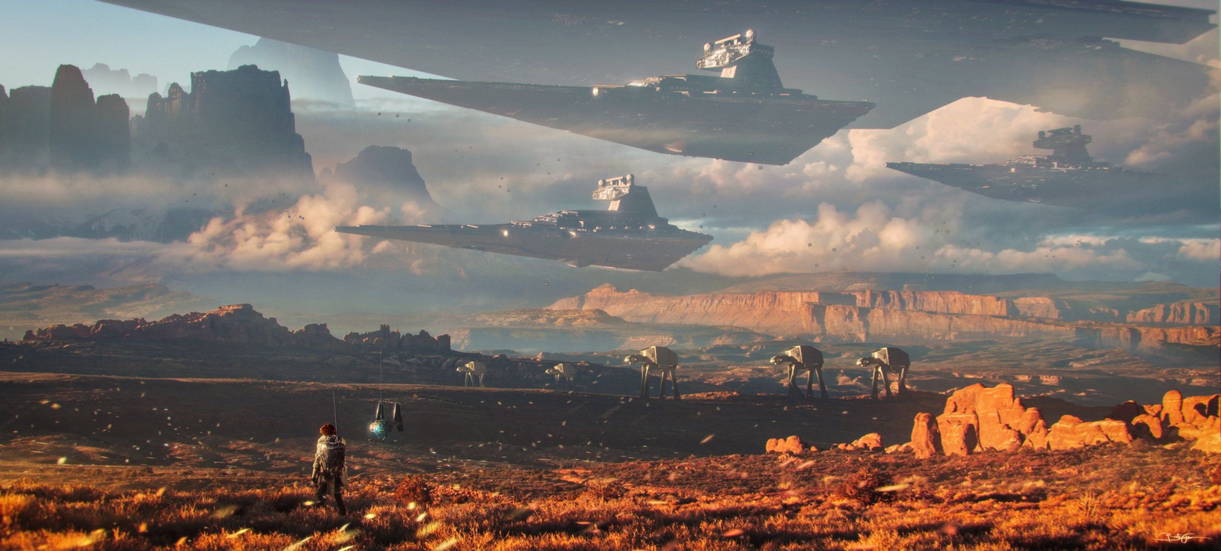 fondo de pantalla de paisaje de star wars,cielo,nube,horizonte,atmósfera,paisaje