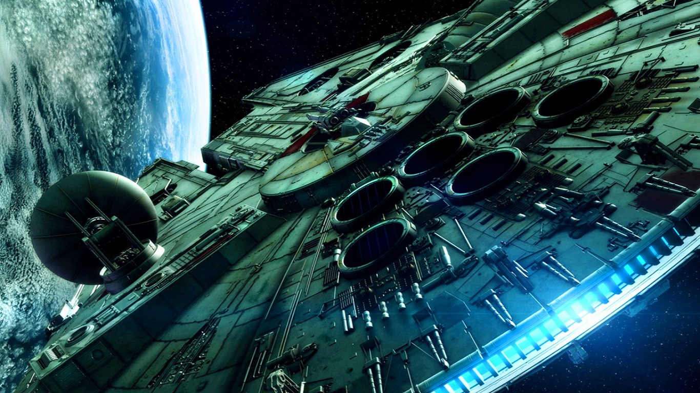 star wars wallpaper 1366x768,space station,spacecraft,outer space,space,cg artwork