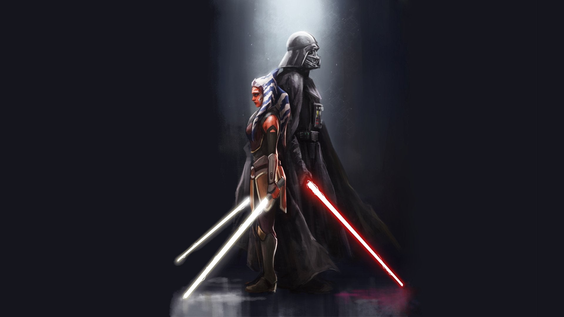 ahsoka tano wallpaper,darkness,fictional character,action figure,cg artwork,darth vader