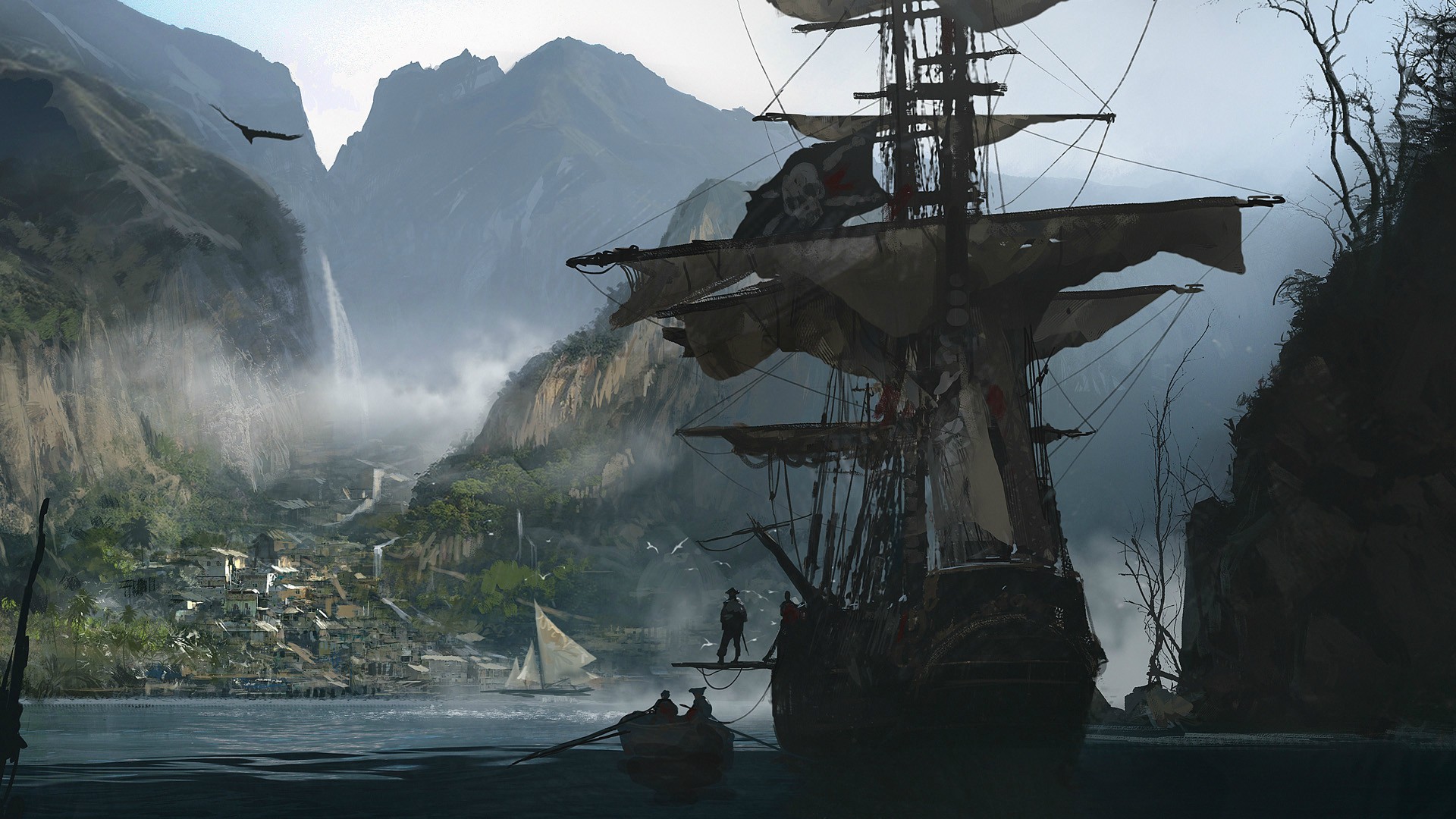 ac4 wallpaper,ship,vehicle,galleon,tall ship,watercraft