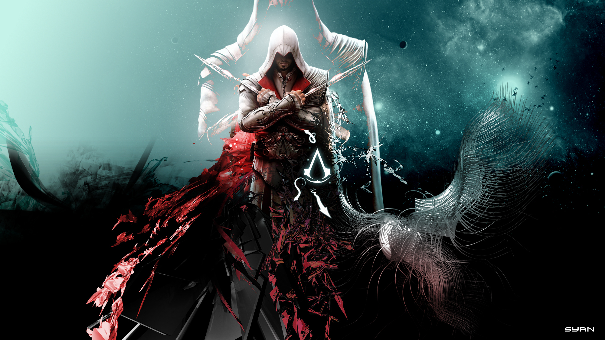 fondo de pantalla del credo asesino,cg artwork,juego de acción y aventura,oscuridad,ilustración,personaje de ficción
