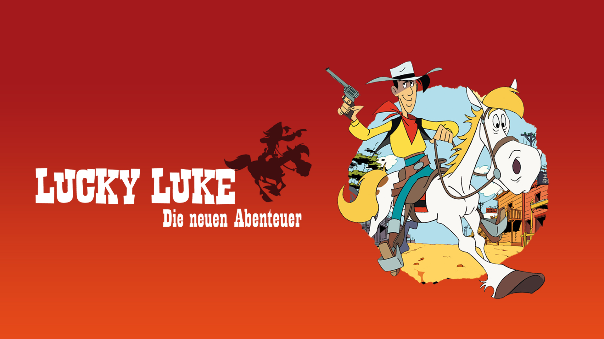 lucky luke wallpaper,animated cartoon,cartoon,illustration,logo,font