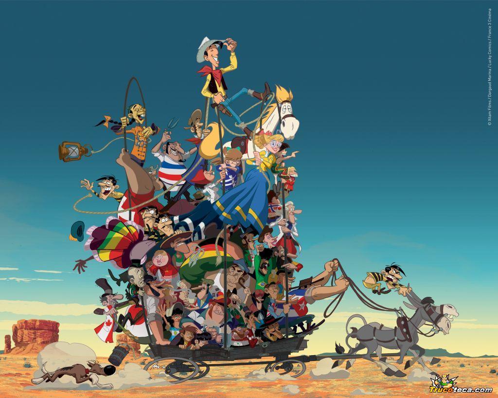 lucky luke wallpaper,cartoon,animated cartoon,illustration,animation,art