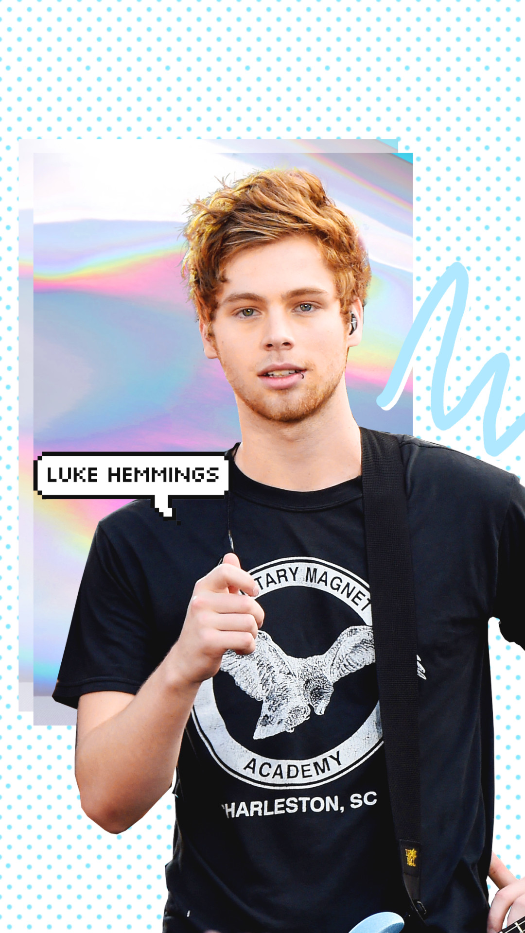 papier peint luke hemmings,t shirt,cool,geste,affiche,mâchoire