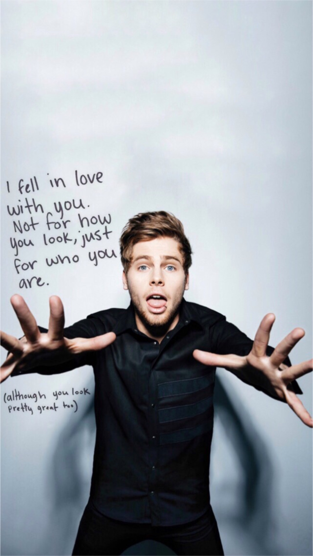 luke hemmings wallpaper,gesture,sign language