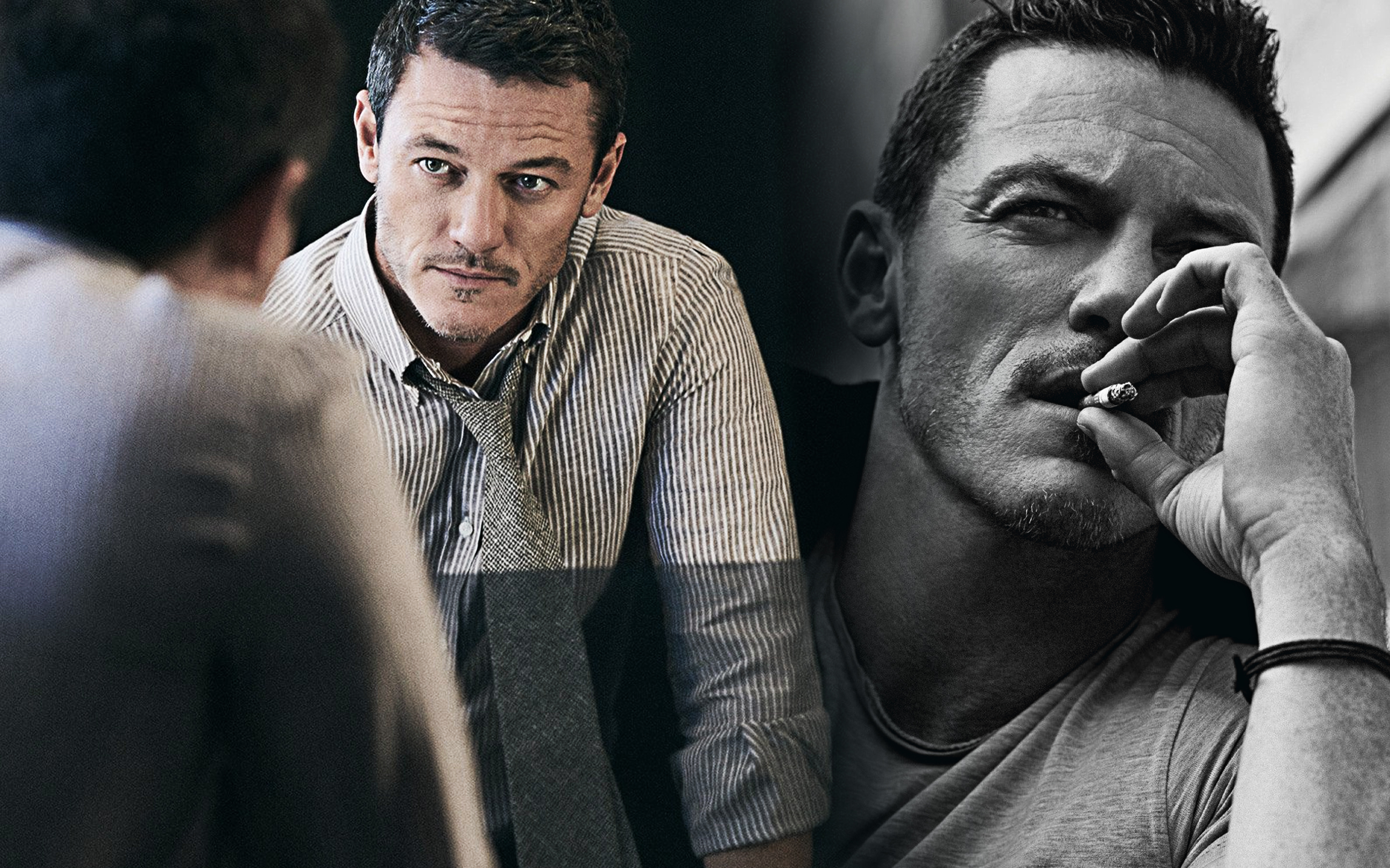 luke evans wallpaper,human,black and white,adaptation,photography,monochrome photography