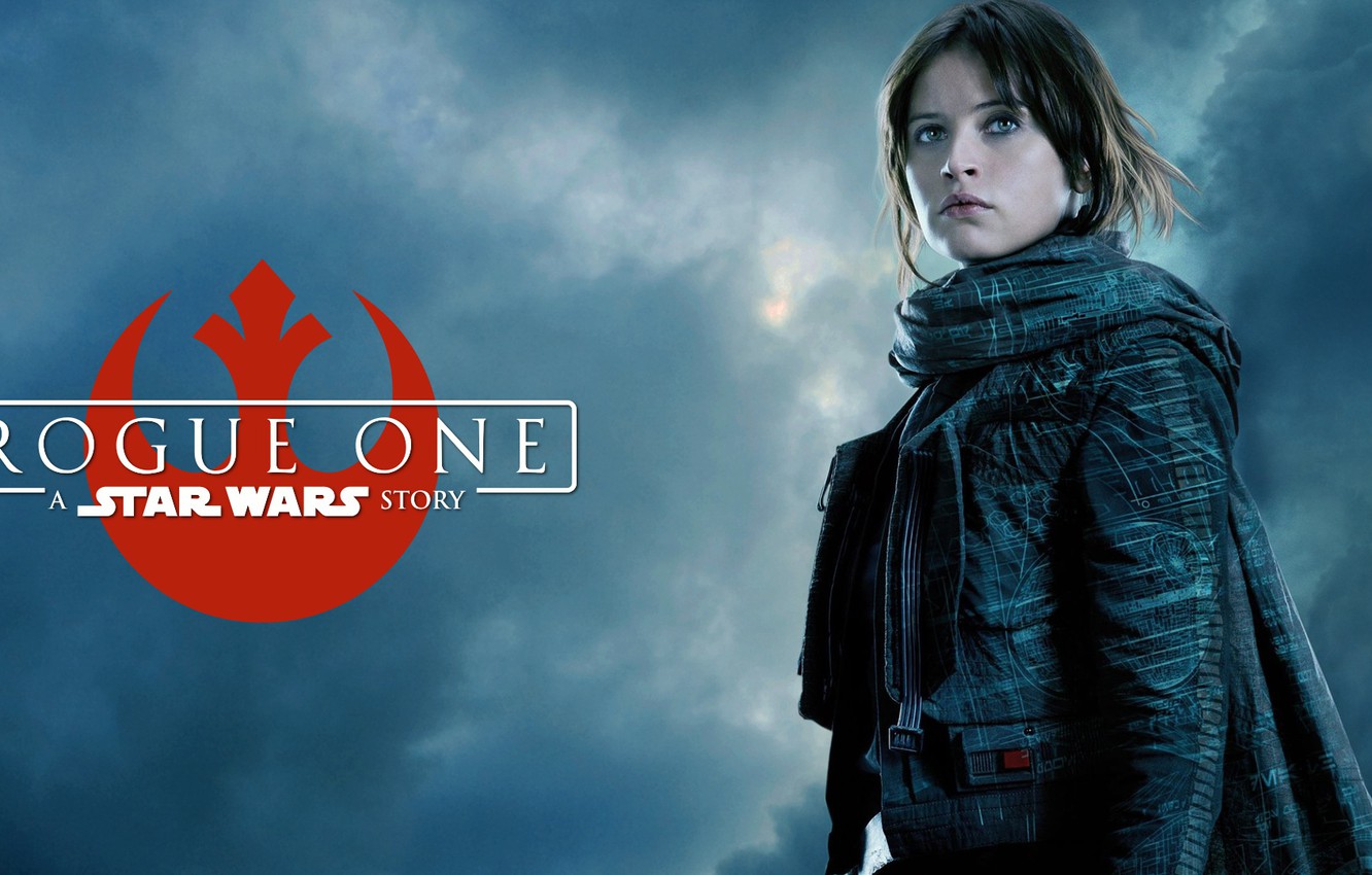 jyn erso wallpaper,sky,outerwear,font,album cover,movie