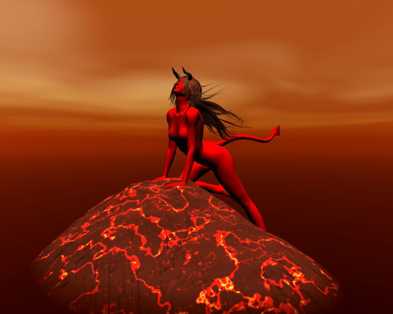 3d devil wallpaper,red,cg artwork,geological phenomenon,sky,fictional character