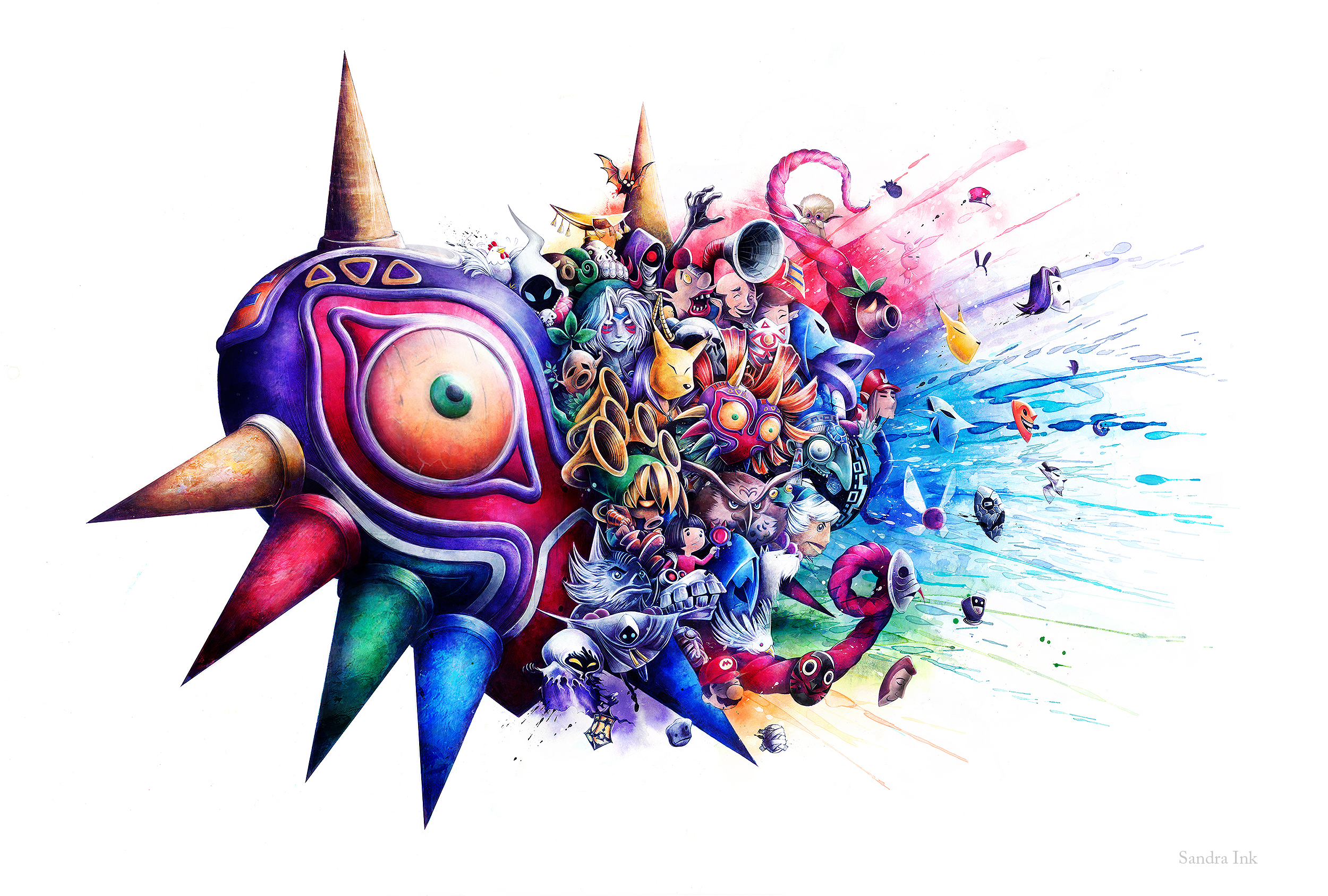 zelda majoras mask wallpaper,graphic design,illustration,art,graphics,fractal art