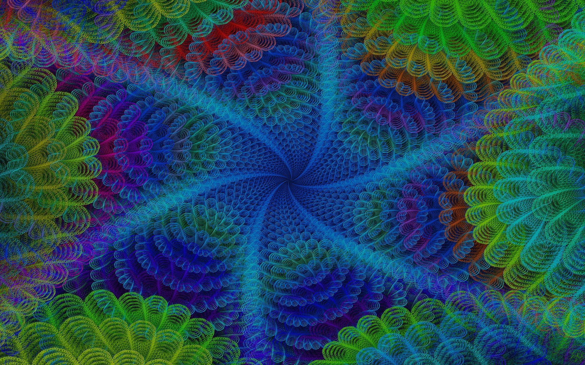 fondo de pantalla de ilusión 3d,arte fractal,verde,azul,arte psicodélico,modelo