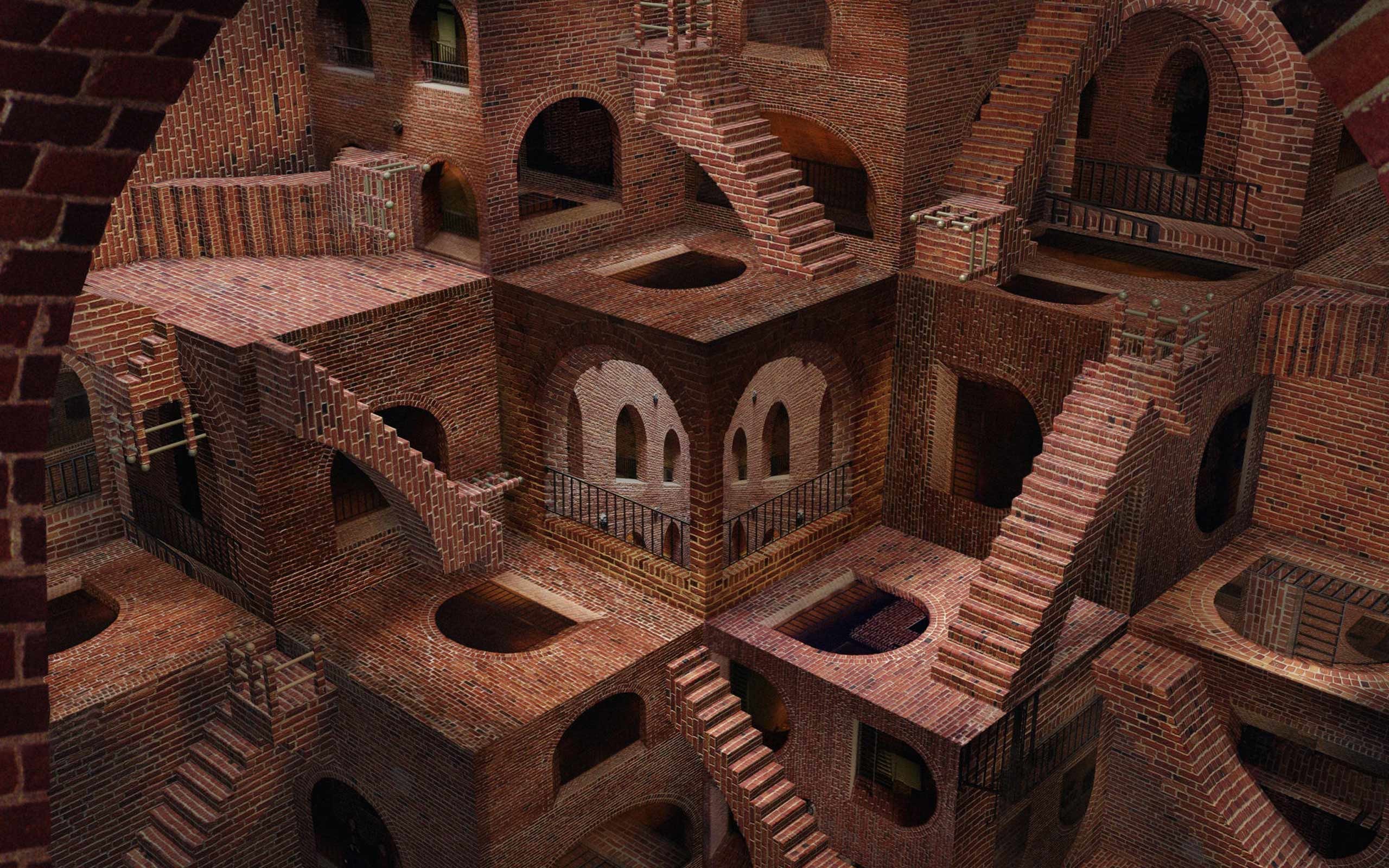 3d illusion wallpaper,architecture,historic site,arch,medieval architecture,wood