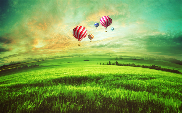 3dホットな壁紙,熱気球,熱気球,自然,空,自然の風景