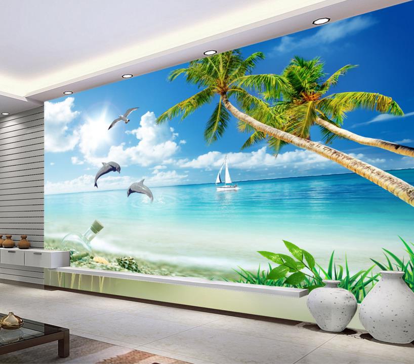 fondo de pantalla 3d mar,pared,mural,fondo de pantalla,habitación,oceano