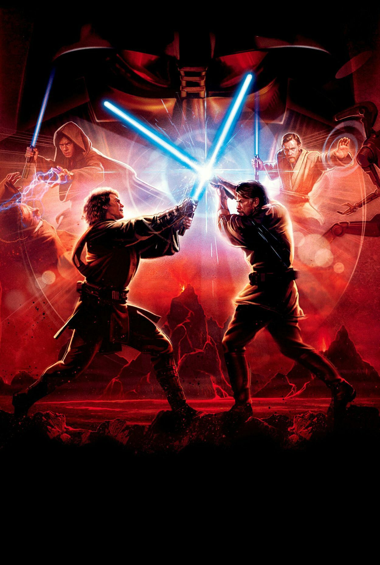 anakin vs obi wan wallpaper,duel,fictional character,action adventure game,illustration,games