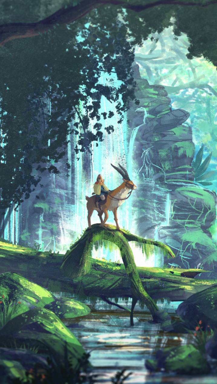 princesa iphone fondo de pantalla,selva,ilustración,fauna silvestre,bosque,árbol
