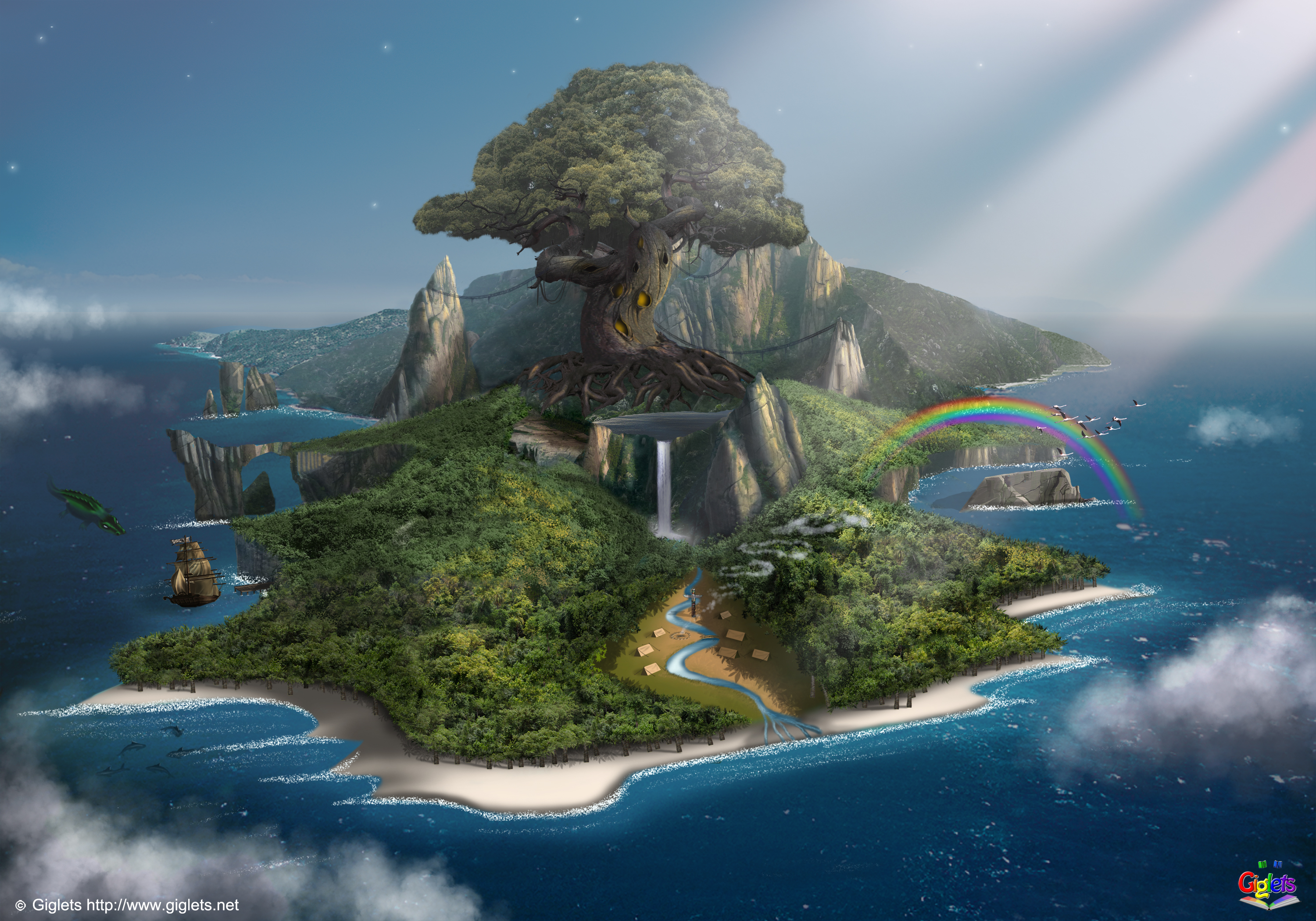 neverland wallpaper,natural landscape,nature,strategy video game,landmark,water resources