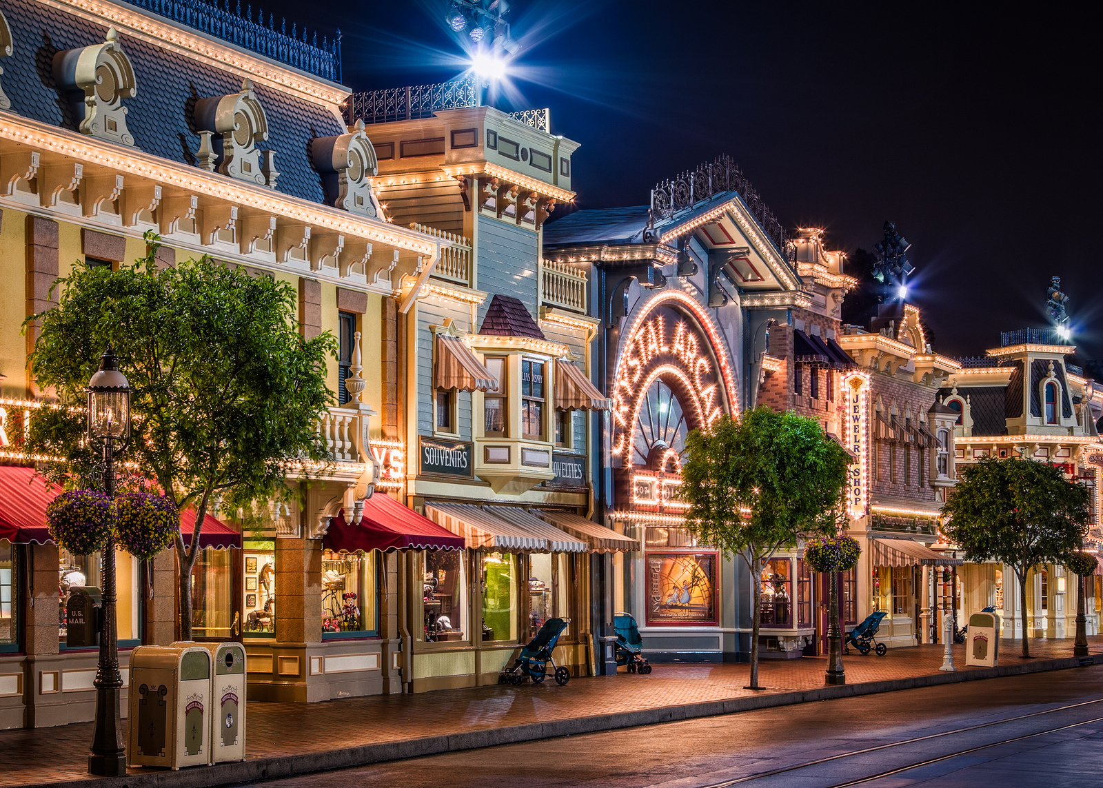 disneyland wallpaper hd,building,landmark,mixed use,town,night