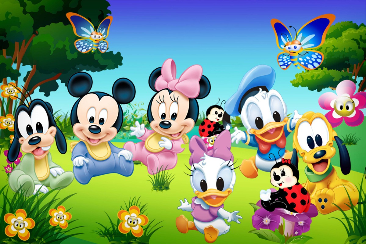 disney baby wallpaper,dibujos animados,dibujos animados,animación,ilustración,césped