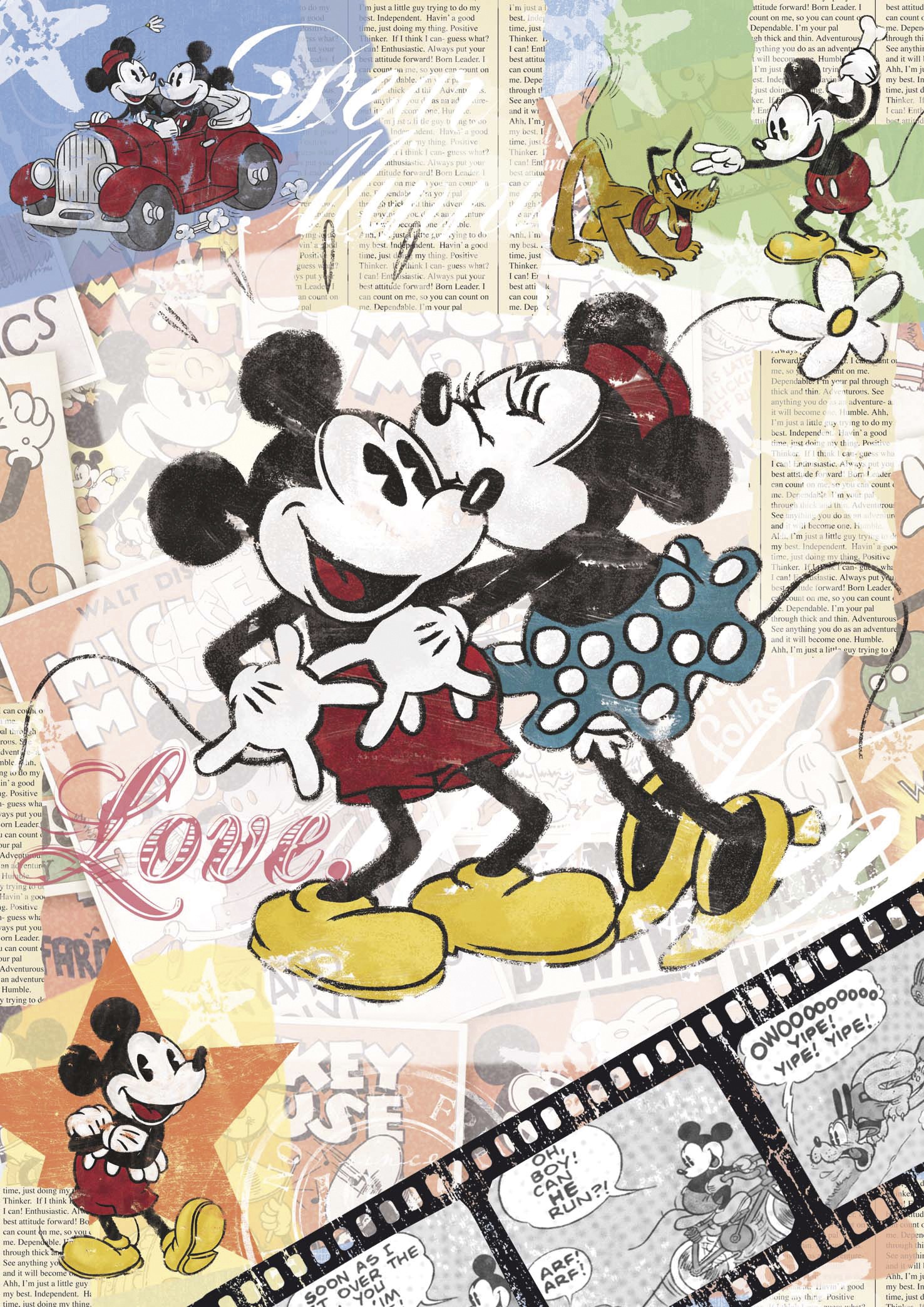 papel pintado vintage disney,dibujos animados,ilustración,personaje de ficción,arte