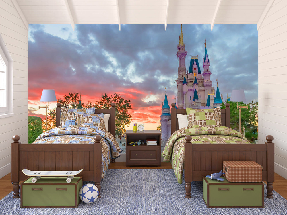 disney wallpaper murals,mural,wall,room,sky,building