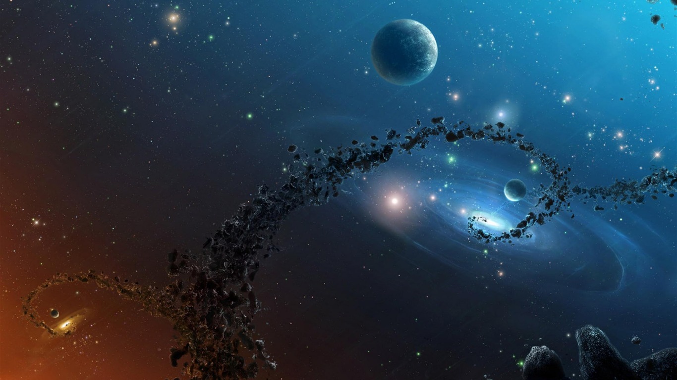 壁紙1366x768 3d,空,天体,宇宙,夜,宇宙