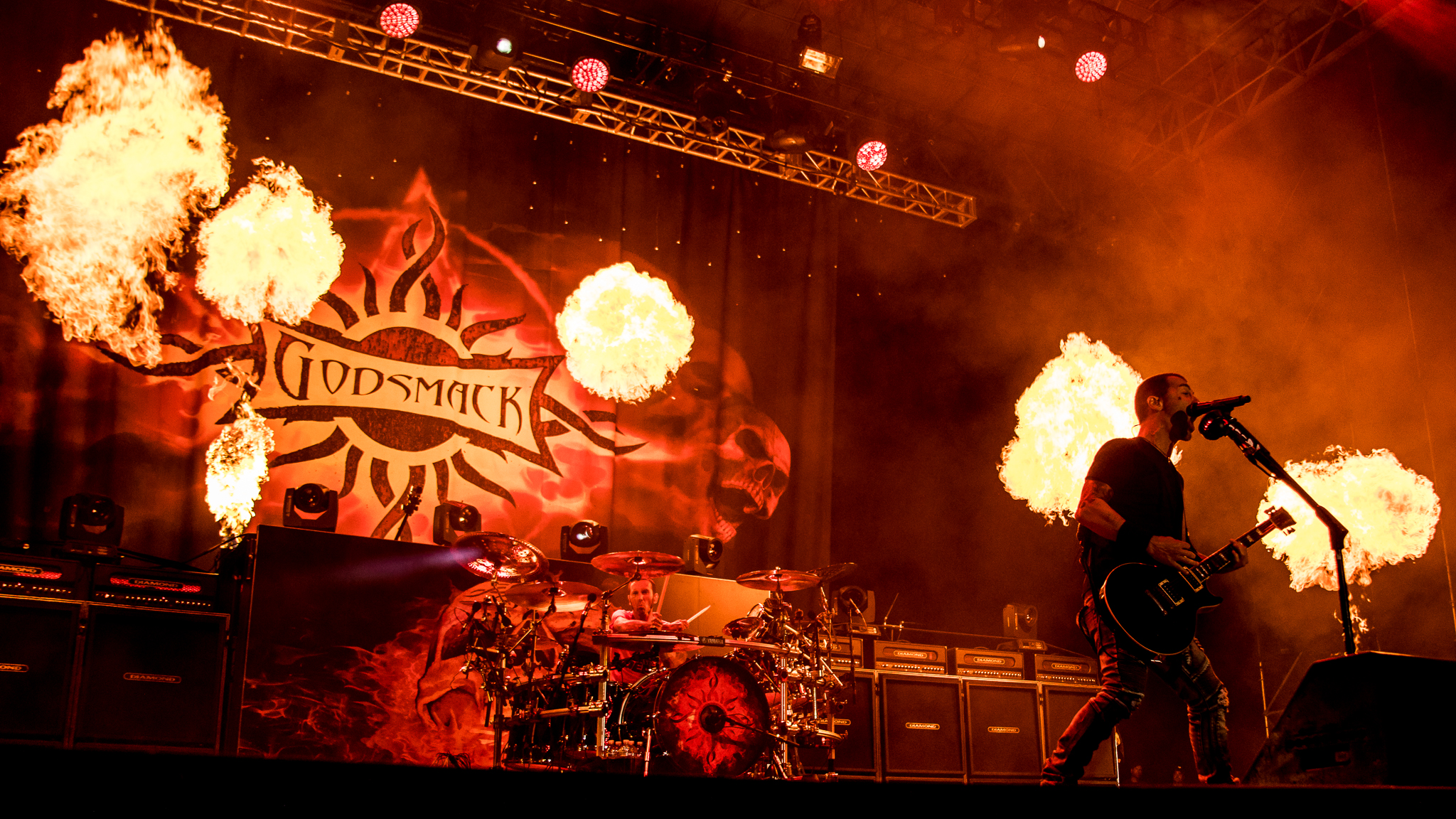 fondo de pantalla de godsmack,actuación,entretenimiento,concierto de rock,concierto,escenario