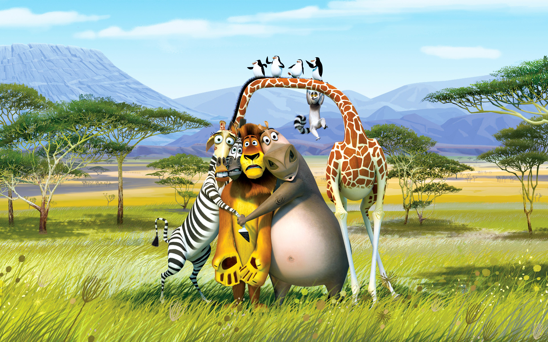 madagascar wallpaper,grassland,natural environment,terrestrial animal,wildlife,animated cartoon