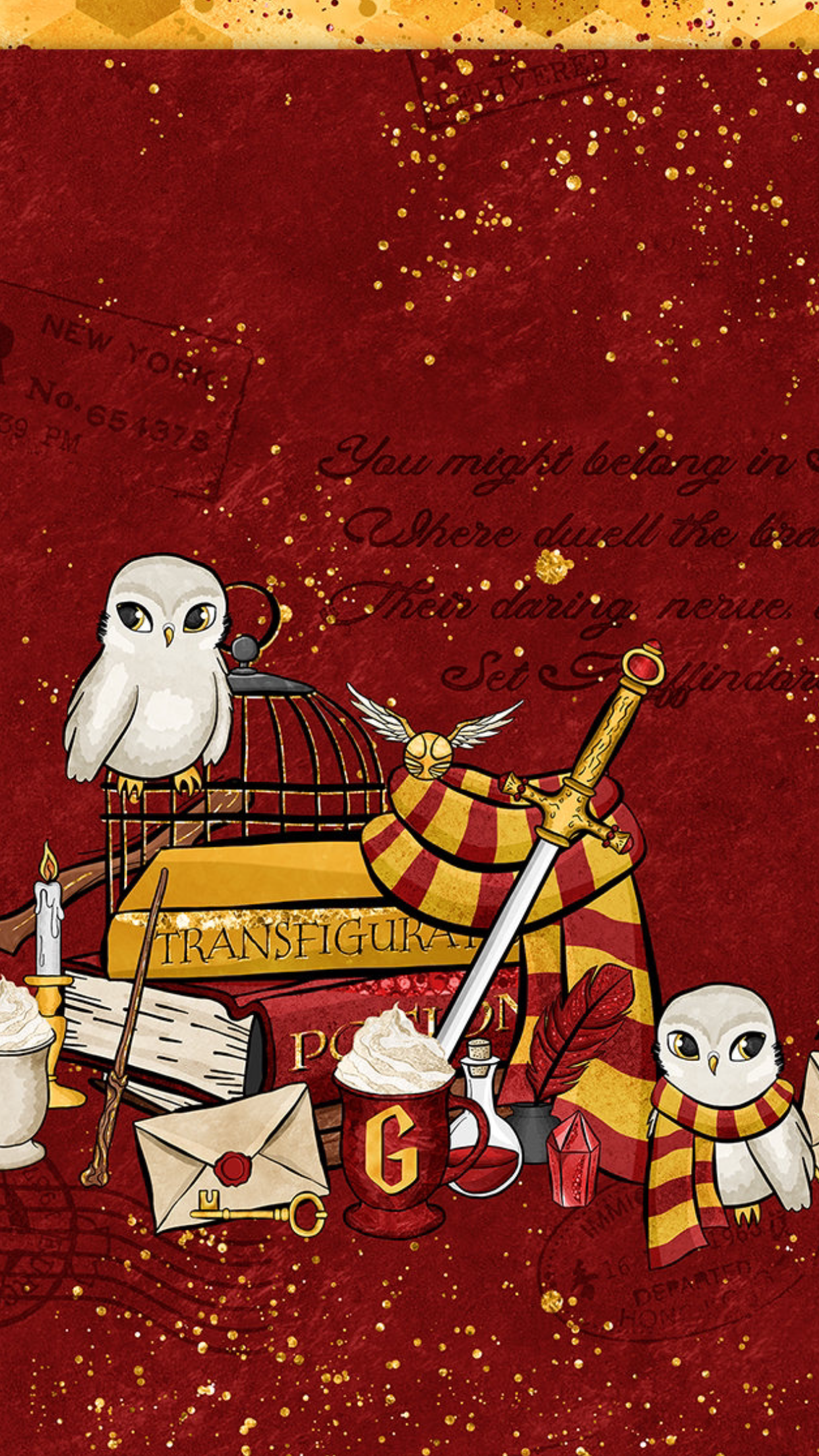 wallpaper do harry potter,cartoon,red,illustration,christmas eve,animated cartoon