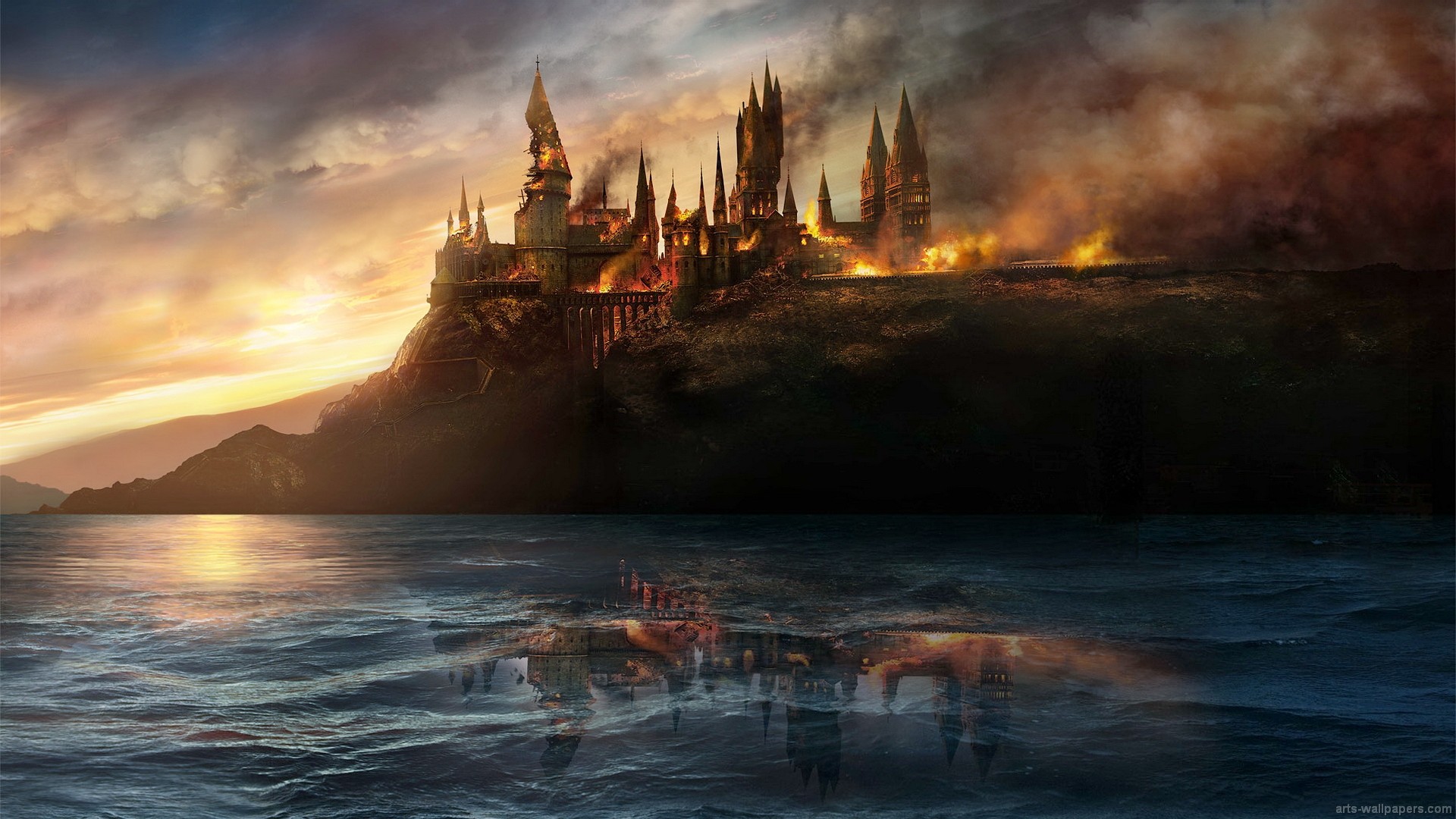 hogwarts live wallpaper,sky,vehicle,strategy video game,world,cg artwork