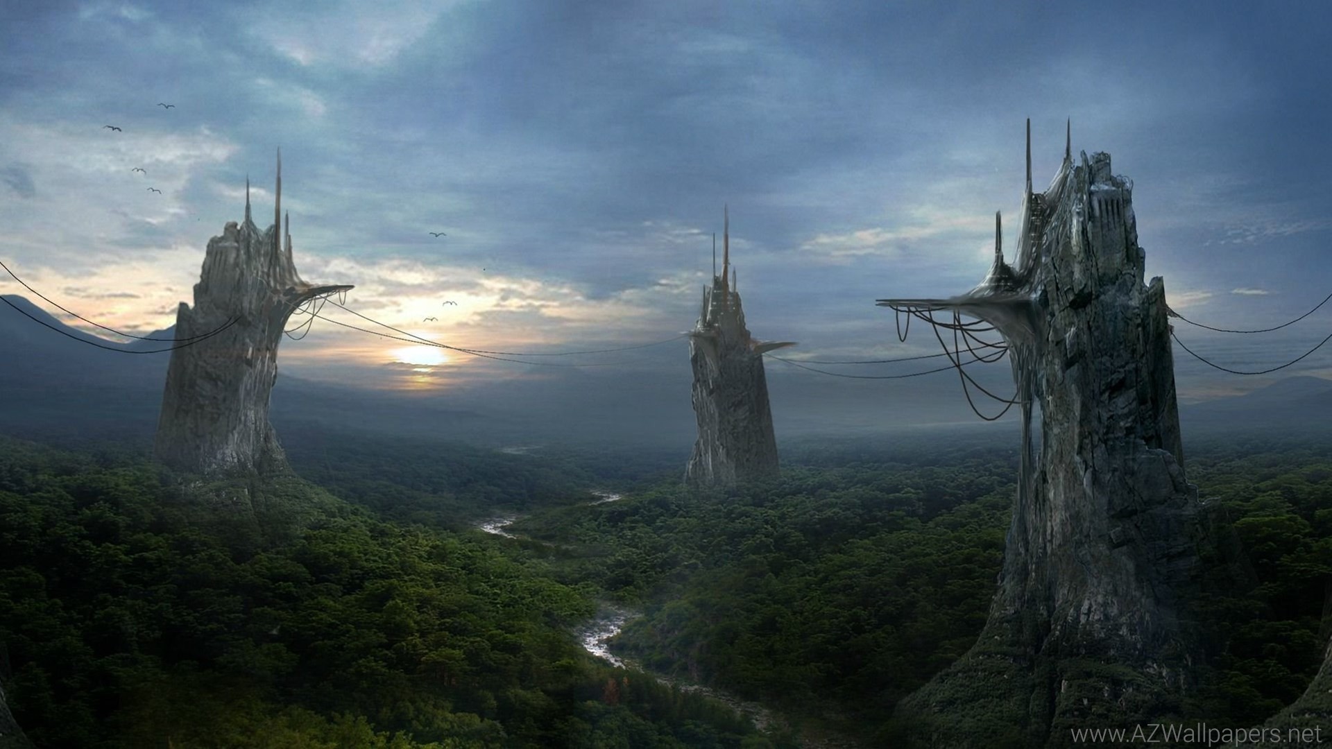 hogwarts desktop wallpaper,sky,natural landscape,tree,screenshot,spire