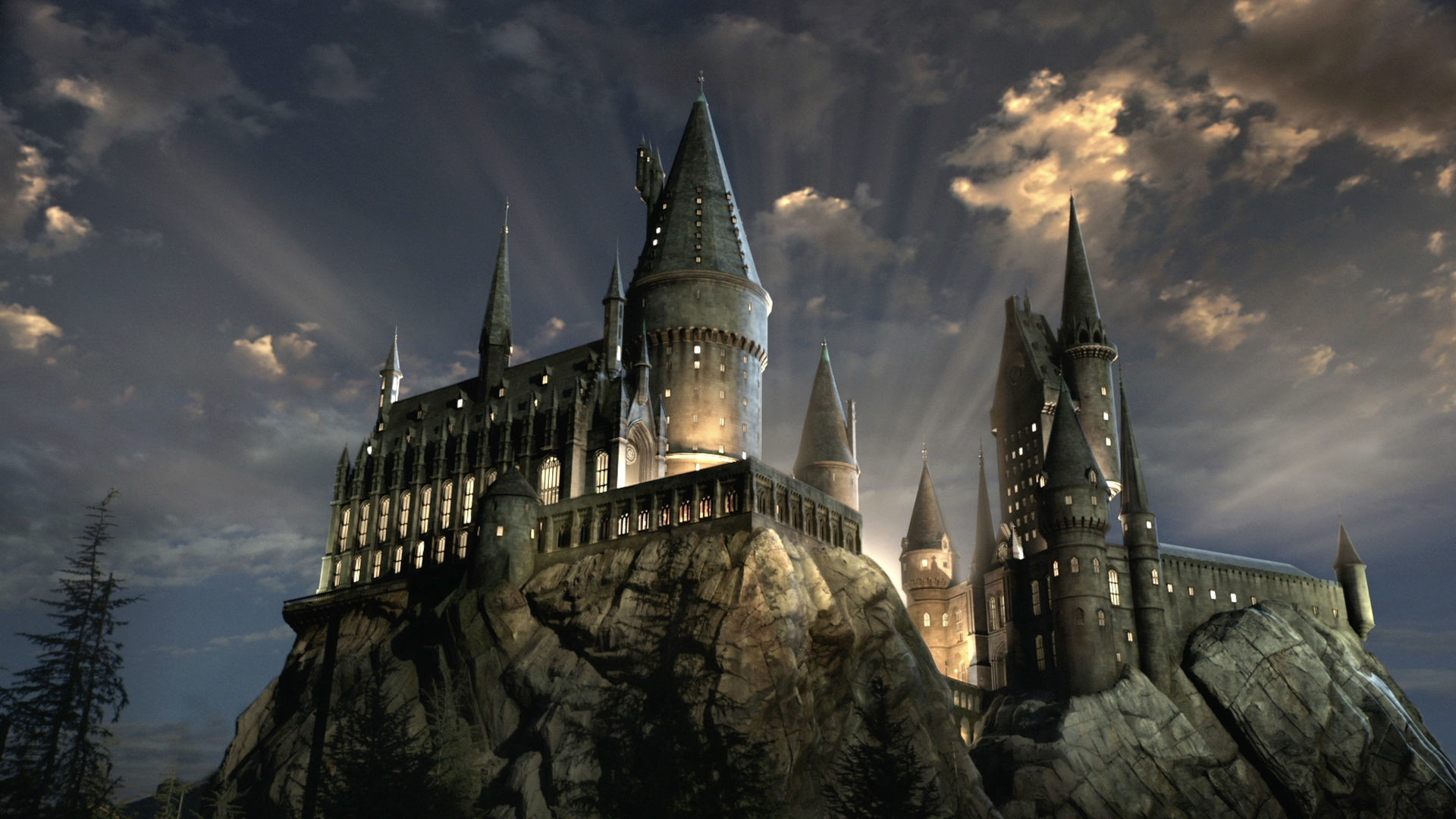 harry potter fondo de pantalla 1920x1080,cielo,castillo,captura de pantalla,arquitectura,aguja