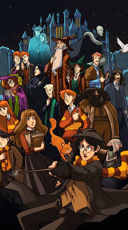 harry potter cartoon wallpaper,animated cartoon,cartoon,illustration,anime,games