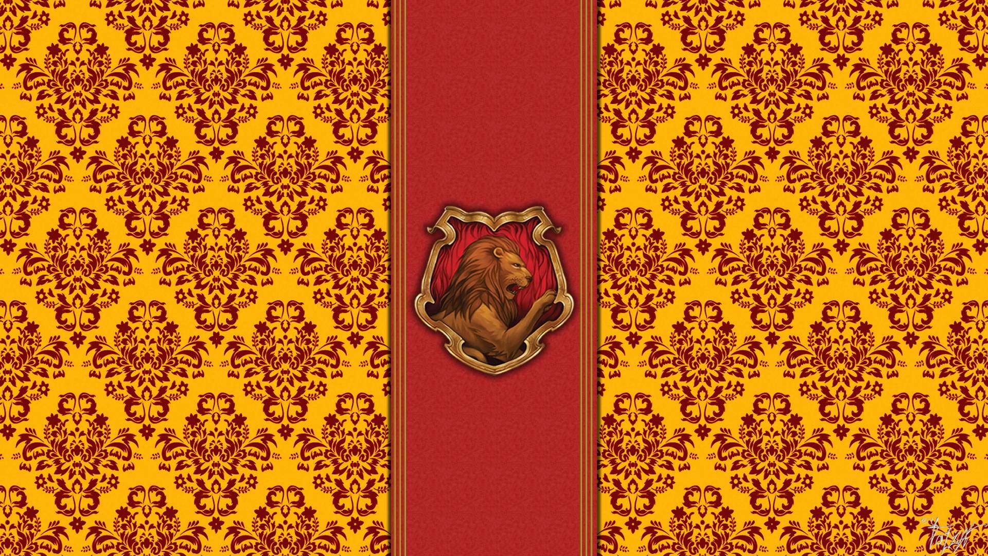 harry potter gryffindor tapete,gelb,muster,design,textil ,bildende kunst