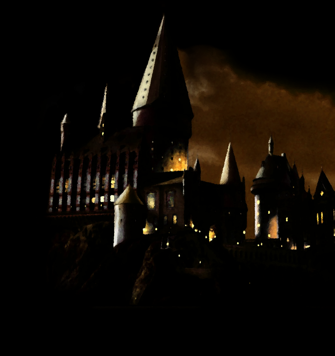 hogwarts wallpaper hd,night,darkness,landmark,light,architecture