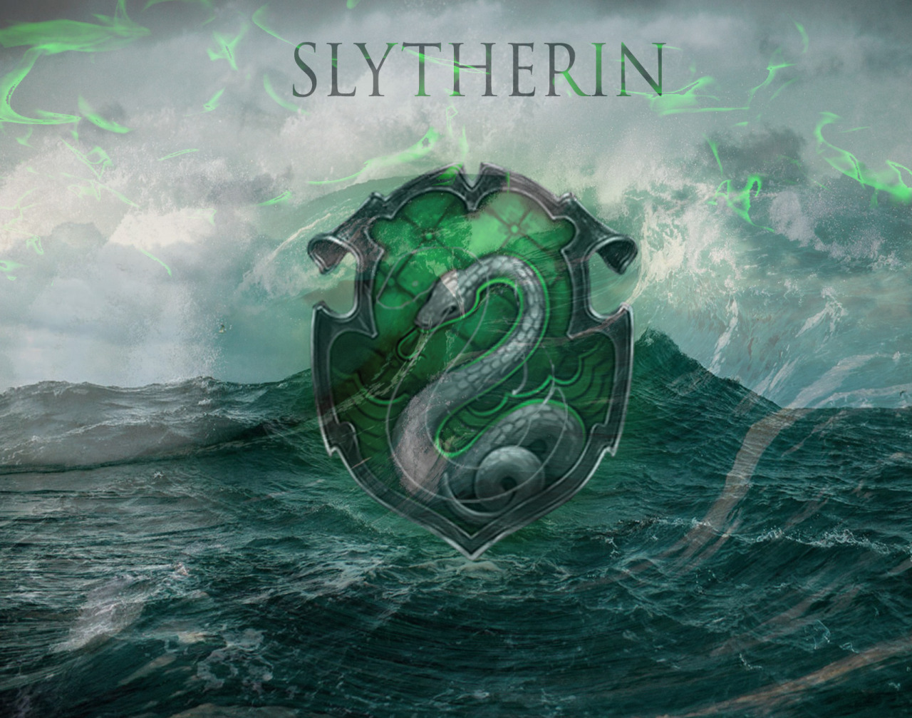 harry potter wallpaper slytherin,water,illustration,font,wave,graphic design