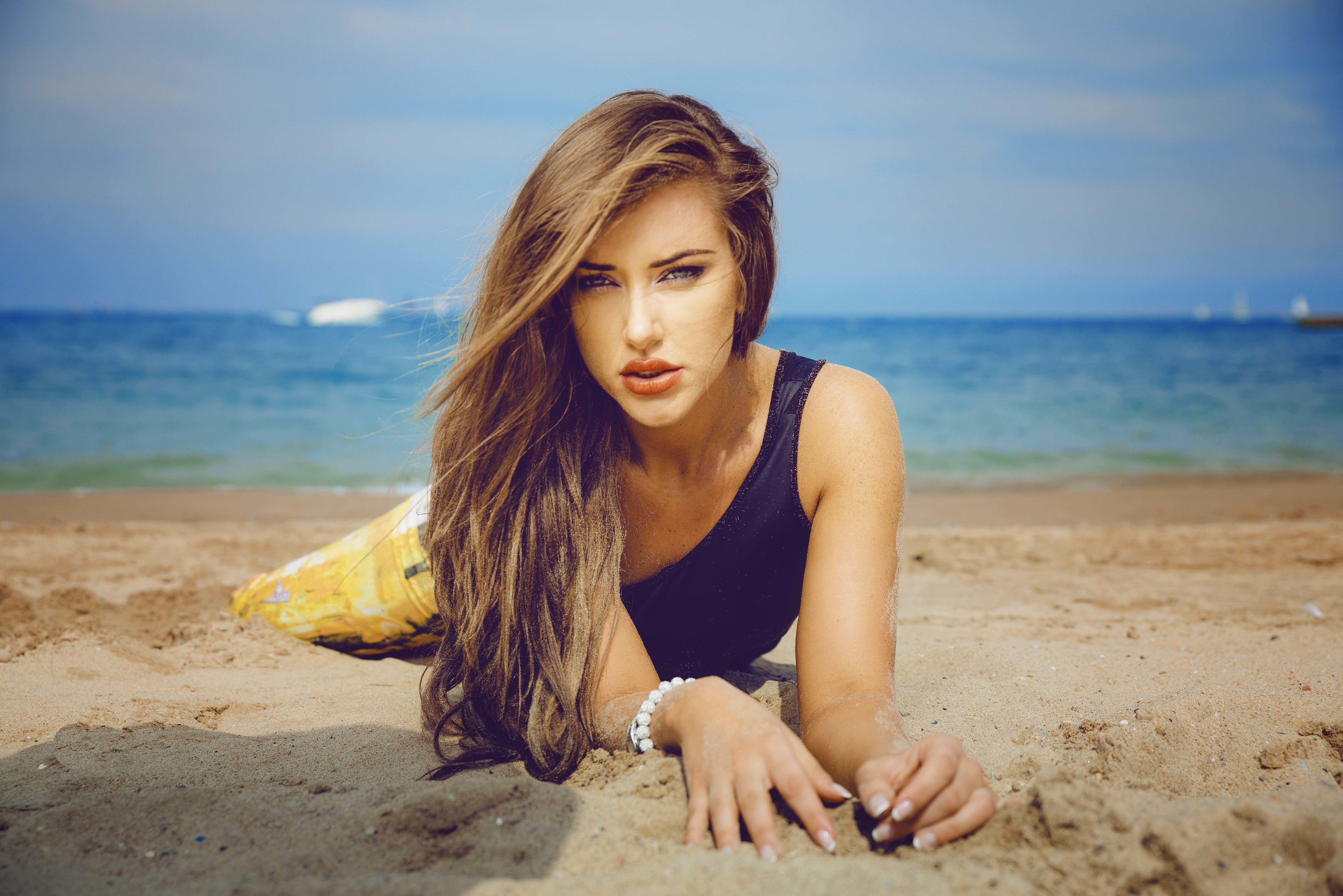 해변 소녀 벽지,머리,사진,아름다움,바다,헤어 스타일