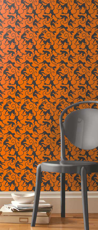 funky wallpaper for walls,orange,wall,wallpaper,leaf,pattern