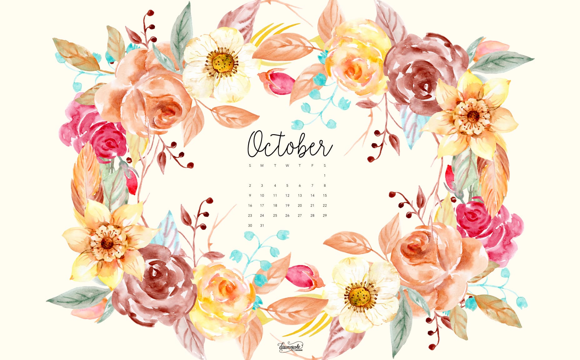 carta da parati del calendario di ottobre,rosa,disegno floreale,illustrazione,clipart,grafica