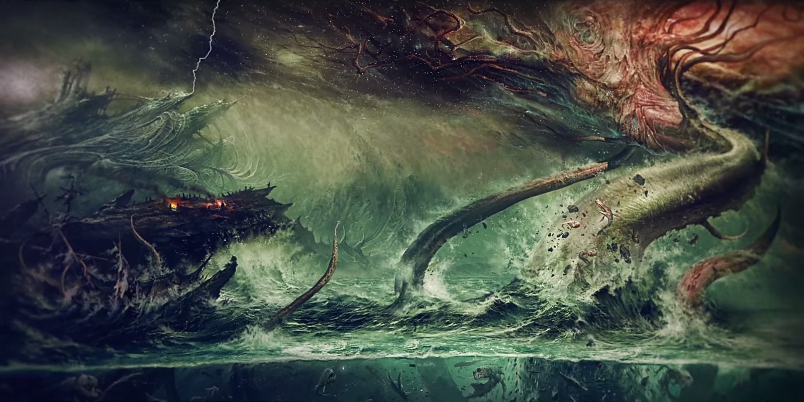 hp lovecraft wallpaper,cg kunstwerk,wasser,kunst,himmel,illustration