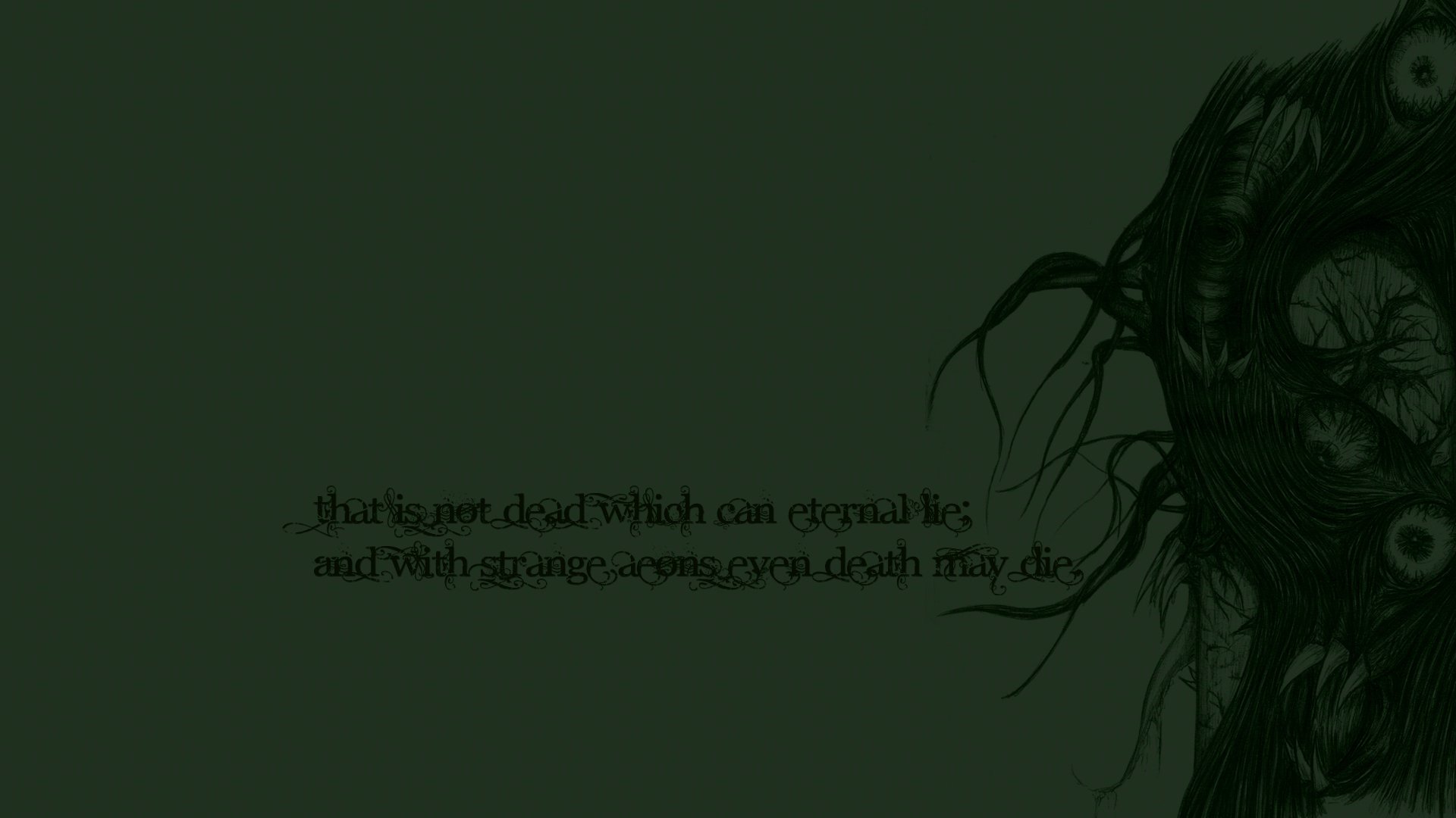 hp lovecraft fondo de pantalla,verde,cabello,negro,texto,cabeza