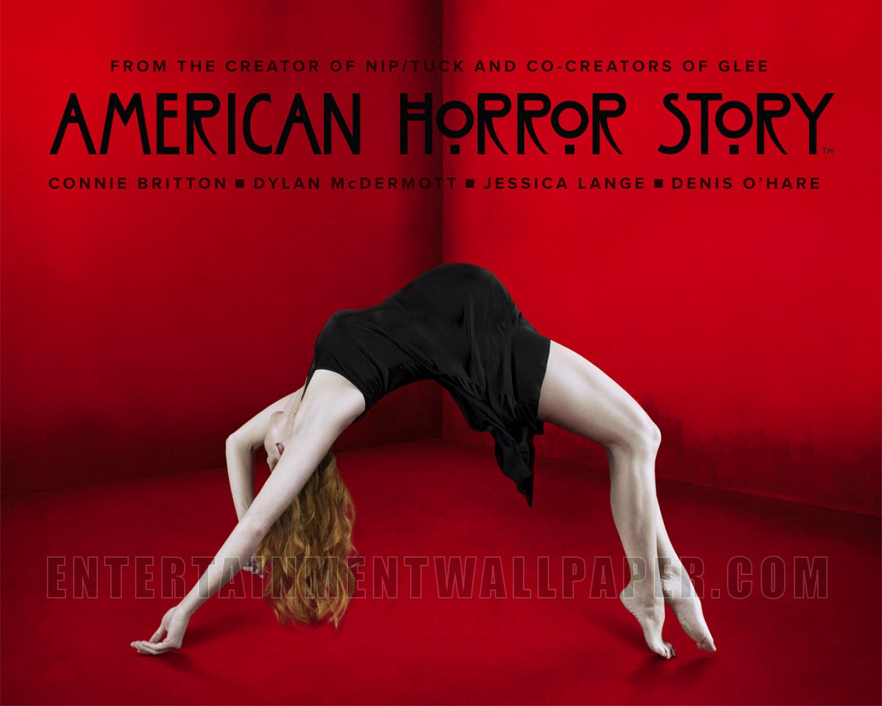tapete amerikanische horrorgeschichte,körperliche fitness,dehnen,choreographie,schriftart,tanzen